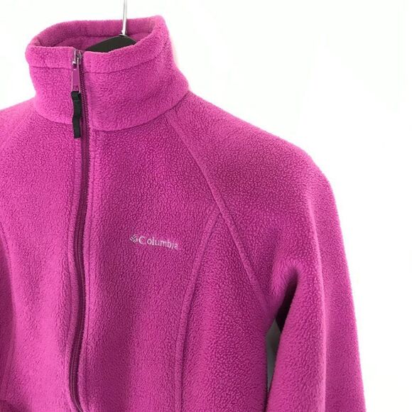 Columbia Full Zip Fleece Jacket Women's Size Medium Pockets Logo Mock Neck - Picture 6 of 14